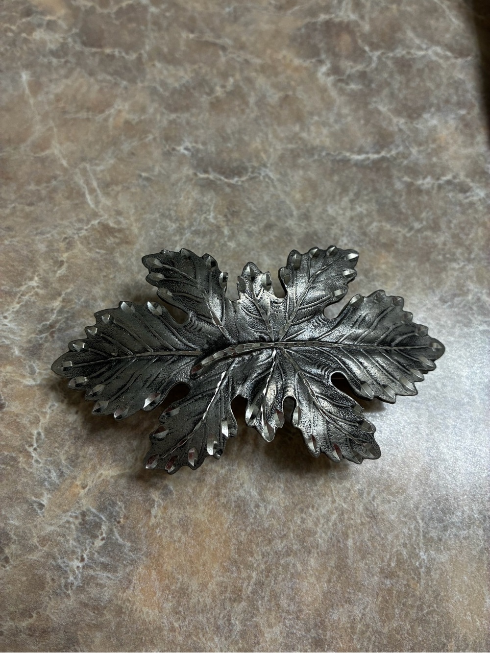 Decorative Metal Silver Leaf Hair Clip